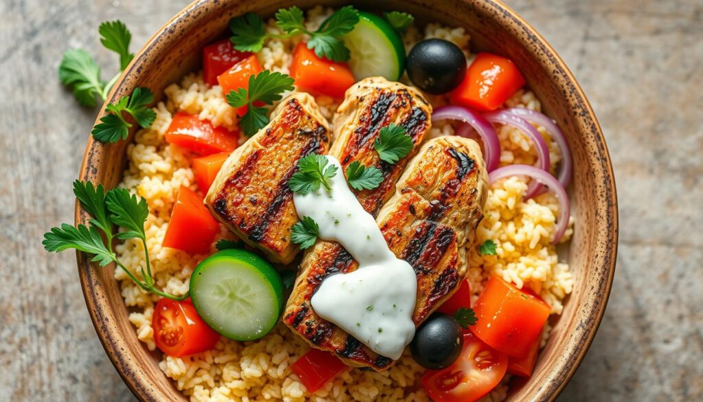 Mediterranean Chicken and Rice Bowl