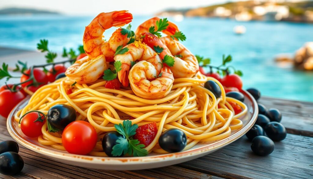 Mediterranean shrimp pasta