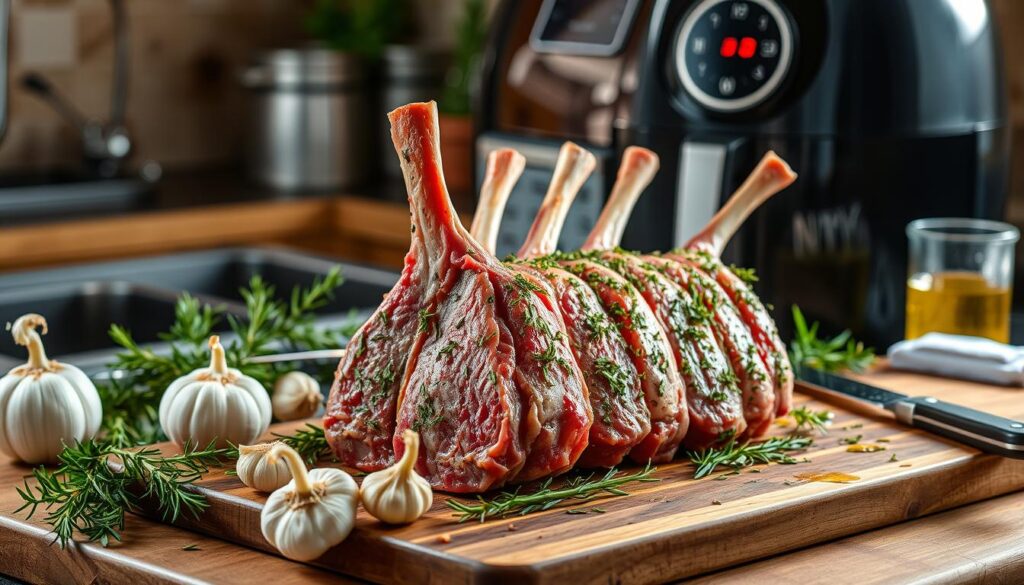 Preparing Juicy Air Fryer Rack of Lamb