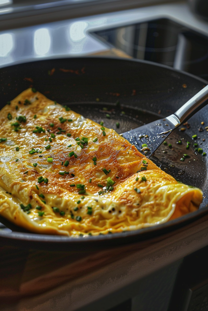 spatula technique for neatly folding the omelette in half